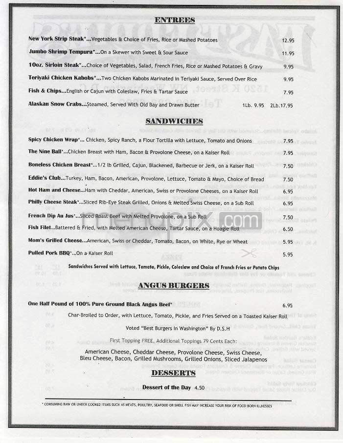 Fast Eddie's - Washington, DC menu_pic