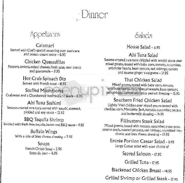 Filibusters - Washington, DC menu_pic
