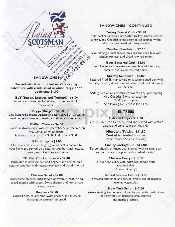 Flying Scotsman - Washington, DC menu_pic