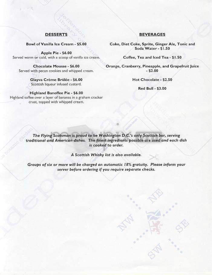 Flying Scotsman - Washington, DC menu_pic