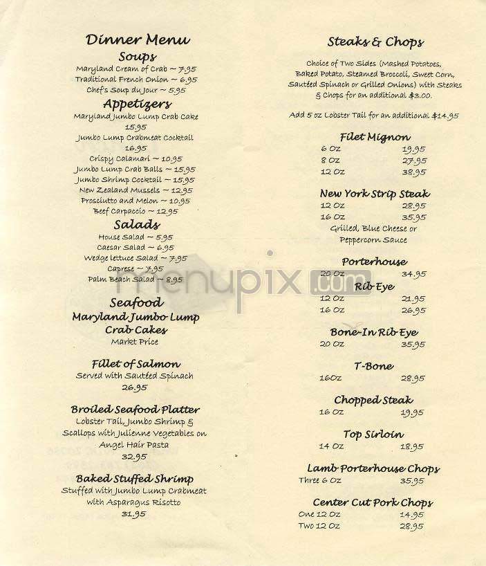 Fran O'Brien (Capital Hilton) - Washington, DC menu_pic
