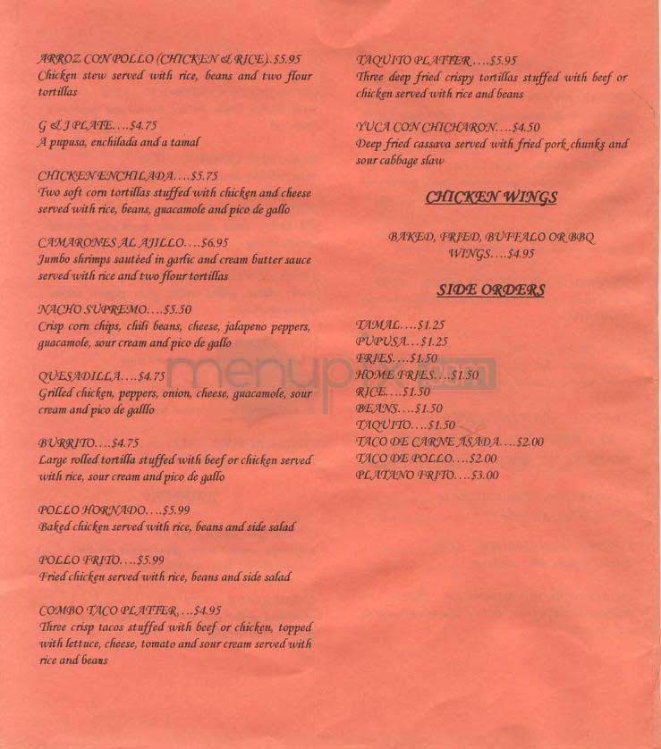 G & J Deli - Washington, DC menu_pic