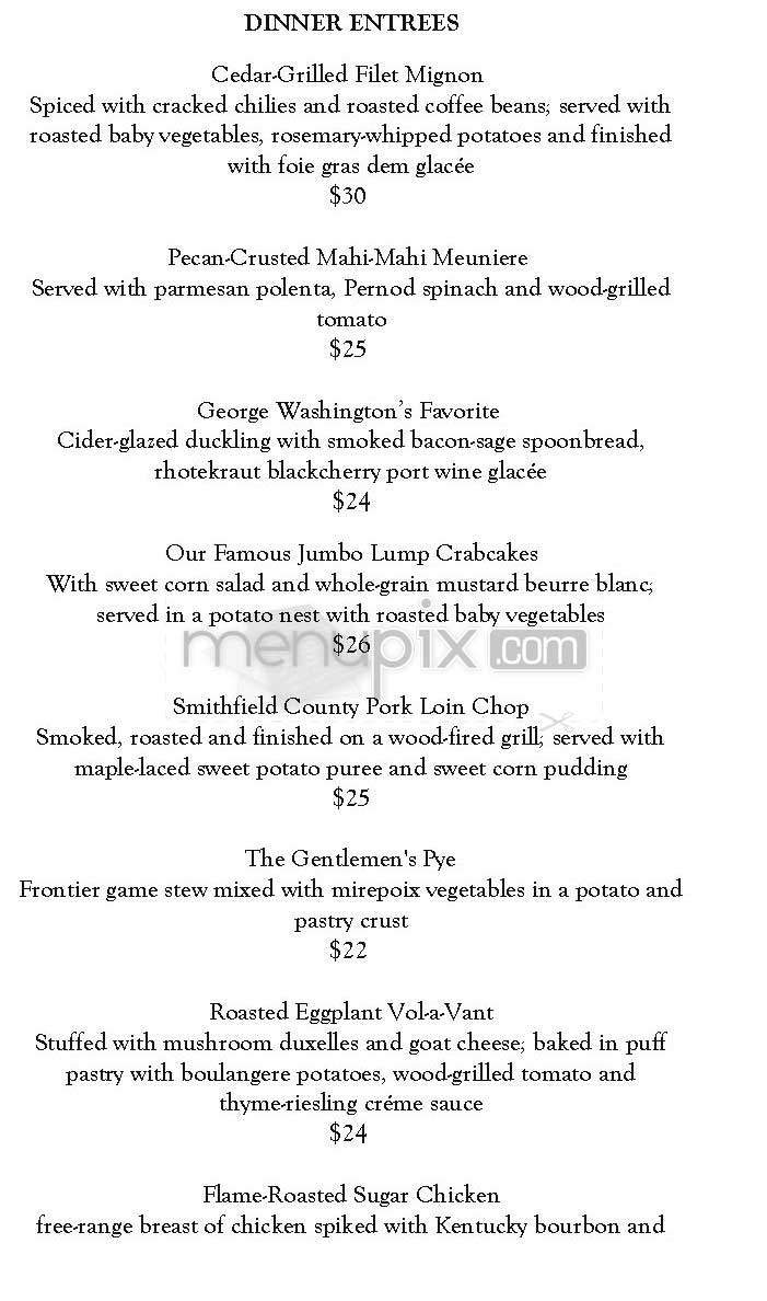 Gadsby's Tavern - Alexandria, VA menu_pic
