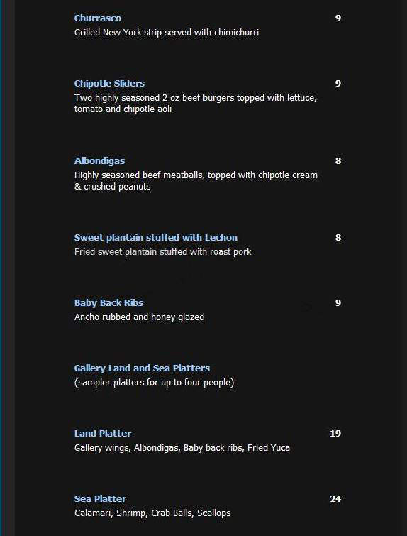 Gallery Restaurant & Lounge - Silver Spring, MD menu_pic