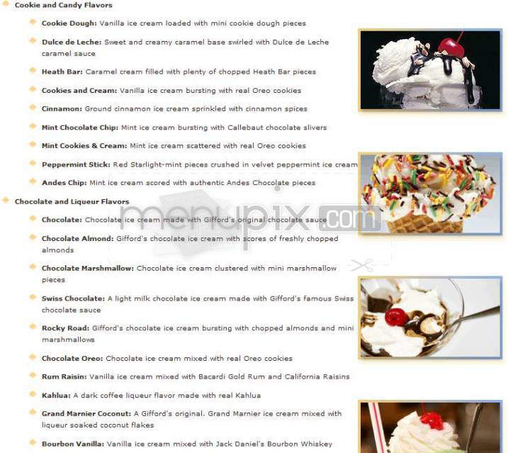 Giffords Ice Cream & Candy Co. - Bethesda, MD menu_pic