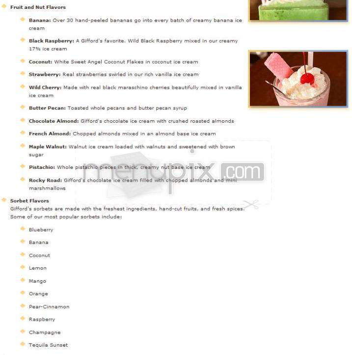 Giffords Ice Cream & Candy Co. - Bethesda, MD menu_pic