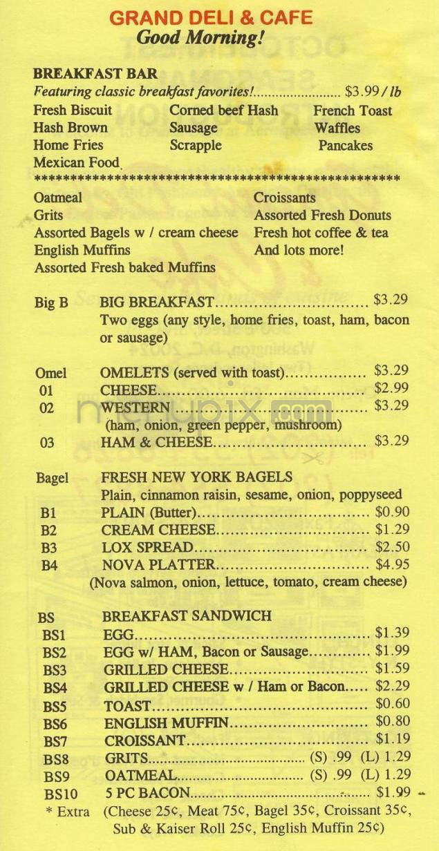 Grand Deli & Cafe - Washington, DC menu_pic