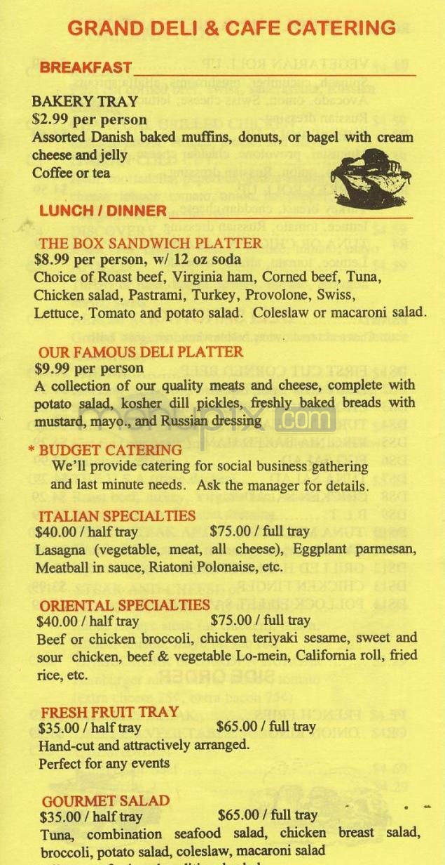Grand Deli & Cafe - Washington, DC menu_pic