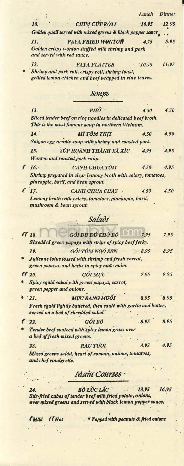 Green Papaya - Bethesda, MD menu_pic