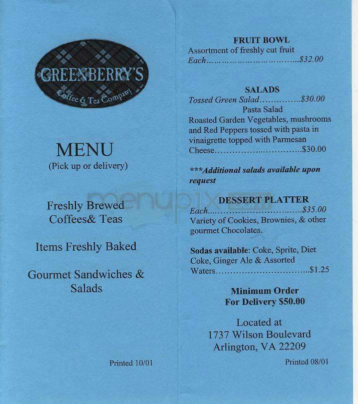 Greenberries Coffee - Arlington, VA menu_pic