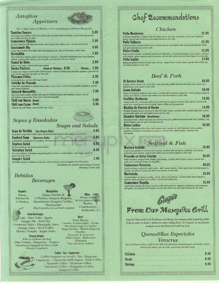 Guapo's - Washington, DC menu_pic