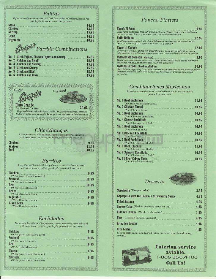 Guapo's - Washington, DC menu_pic