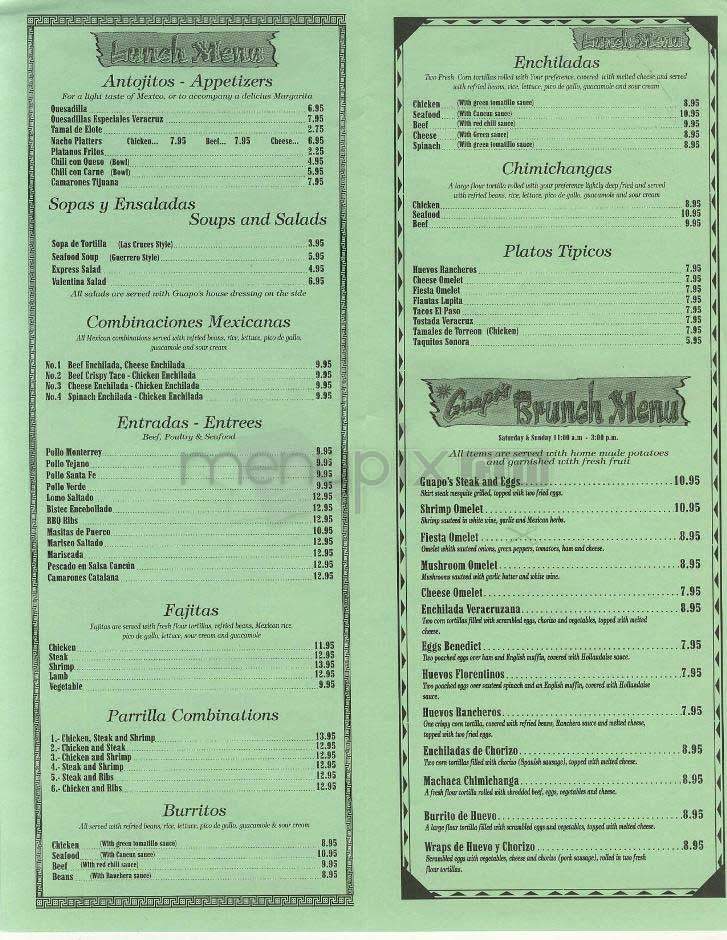 Guapo's - Washington, DC menu_pic