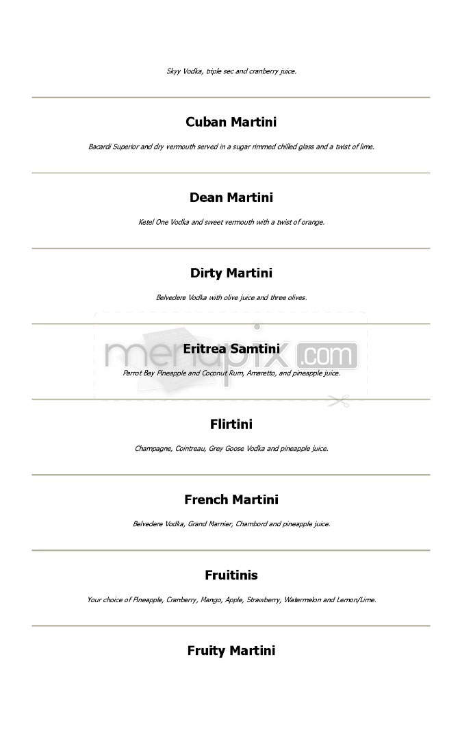 H Street Martini Lounge - Washington, DC menu_pic