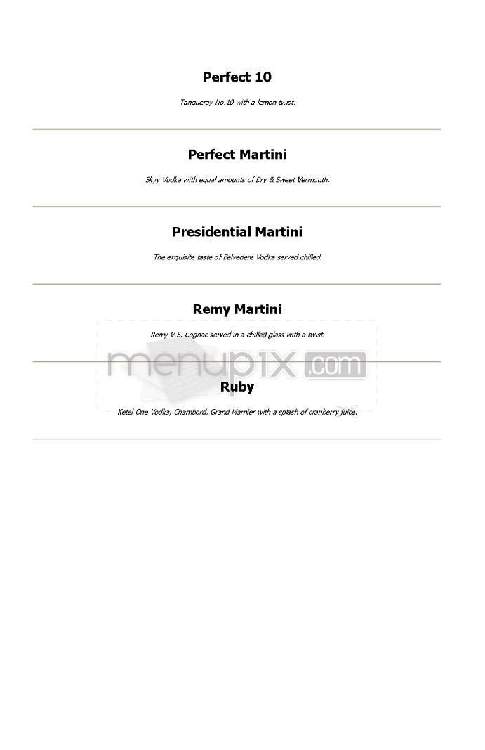 H Street Martini Lounge - Washington, DC menu_pic