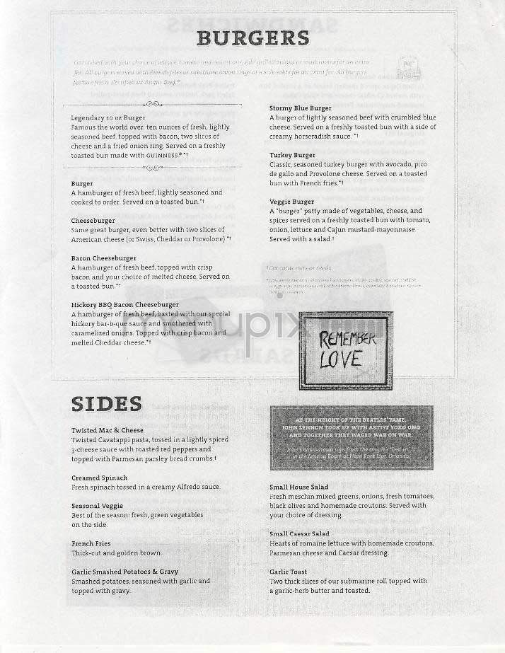 Hard Rock Cafe - Tampa, FL menu_pic