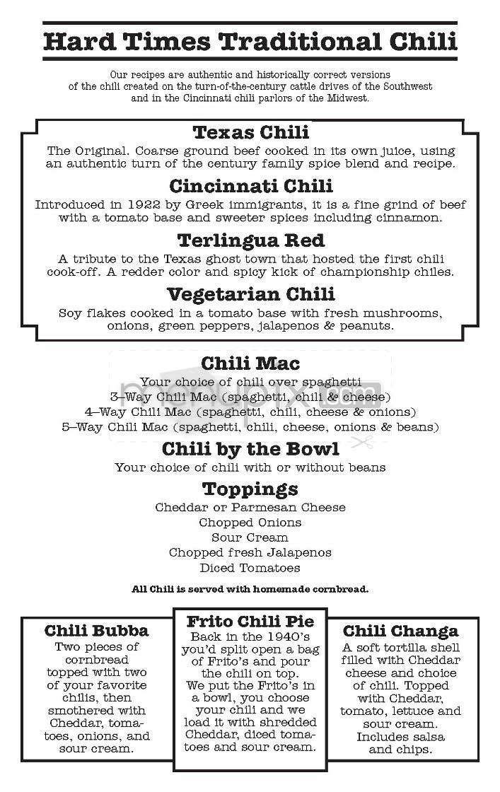 Hard Times Cafe - Arlington, VA menu_pic