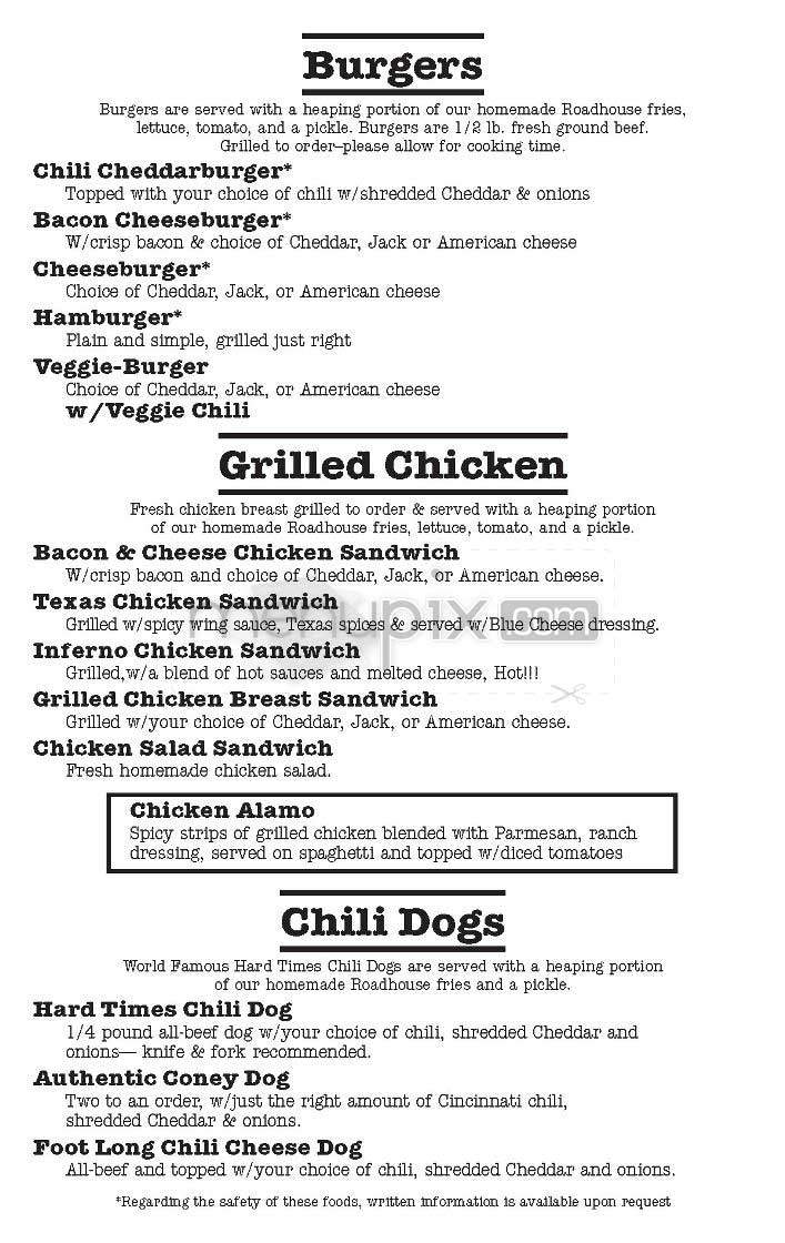 Hard Times Cafe - Arlington, VA menu_pic