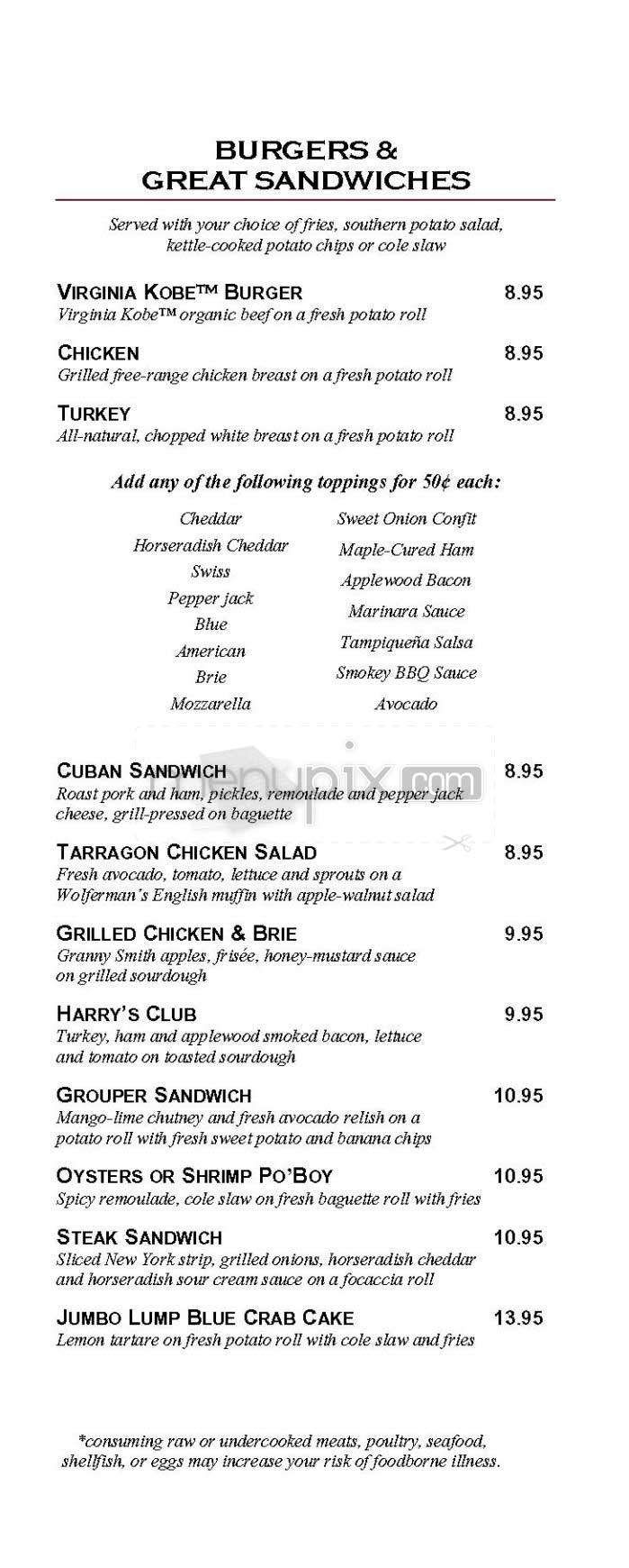 Harry's - West Palm Beach, FL menu_pic