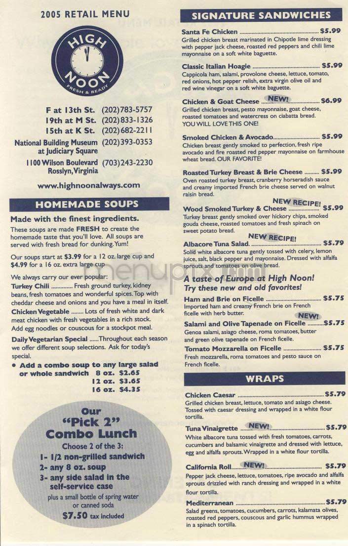 High Noon - Washington, DC menu_pic