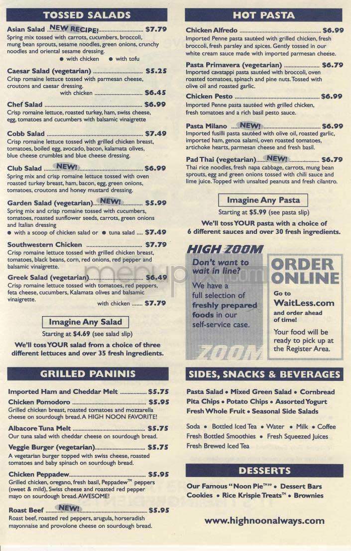 High Noon - Washington, DC menu_pic