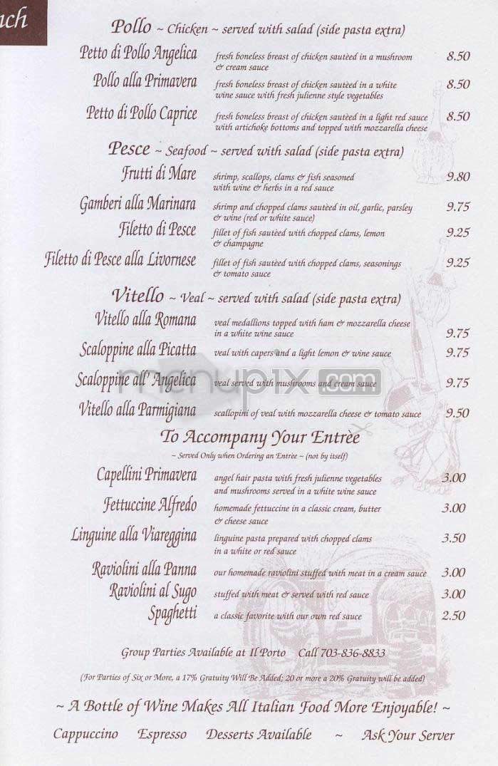 Il Porto Ristorante - Alexandria, VA menu_pic