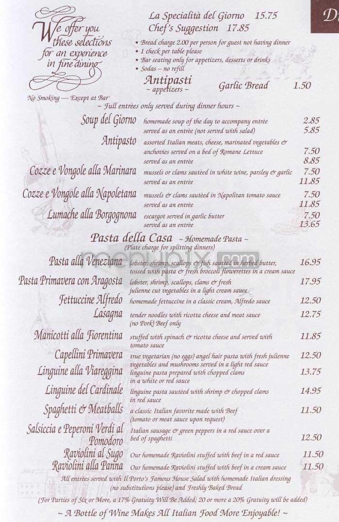 Il Porto Ristorante - Alexandria, VA menu_pic