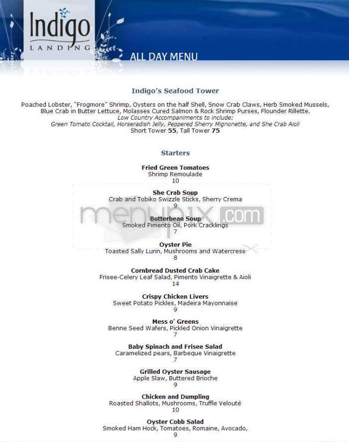 Indigo Landing - Alexandria, VA menu_pic