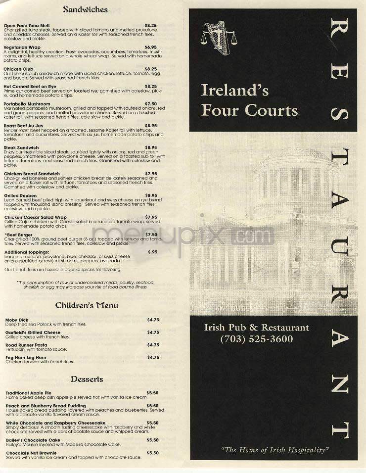 Ireland's Four Courts - Arlington, VA menu_pic