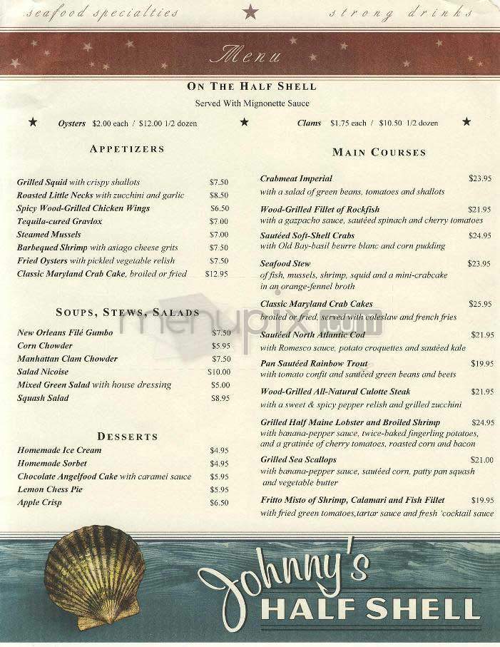 Johnny's Half Shell - Washington, DC menu_pic