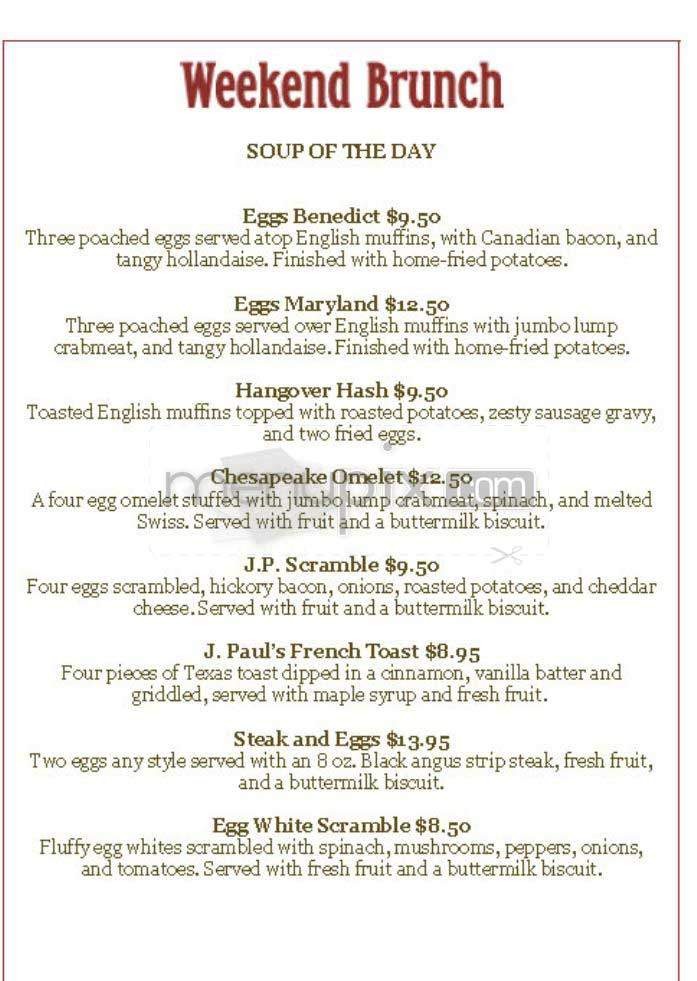 J. Paul's - Washington, DC menu_pic