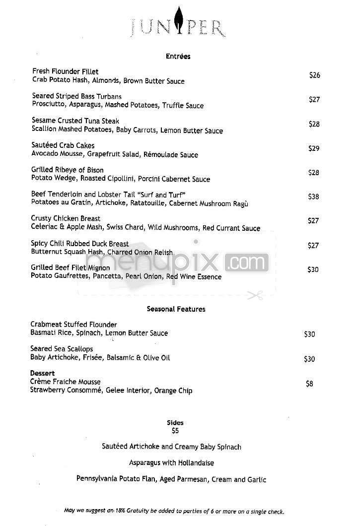 Juniper (Fairmont) - Washington, DC menu_pic