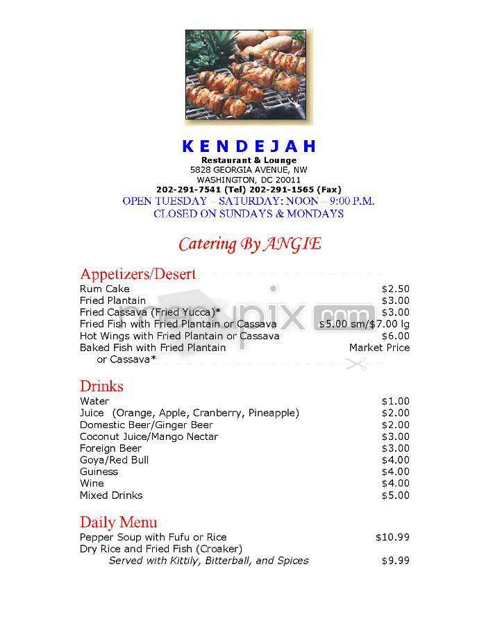 Kendejah - Washington, DC menu_pic