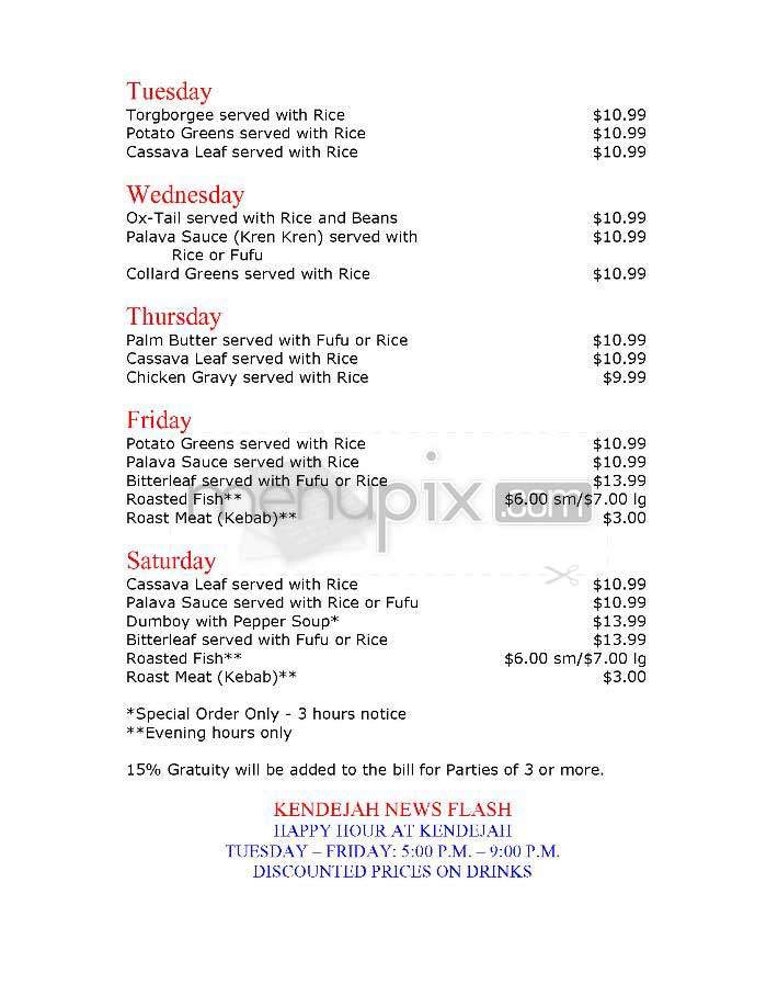 Kendejah - Washington, DC menu_pic