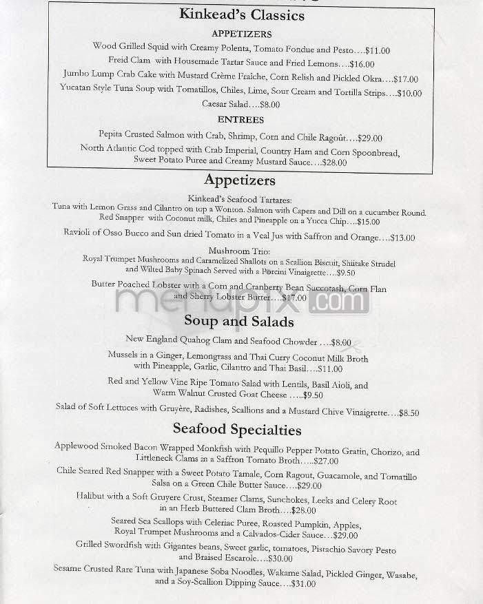 Kinkead's - Washington, DC menu_pic