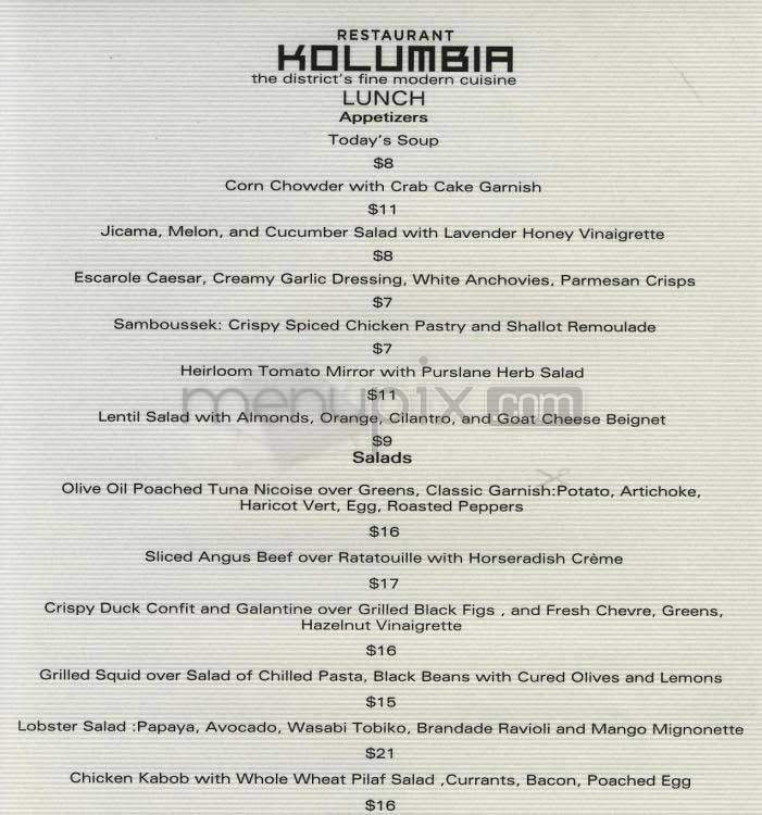 Kolumbia - Washington, DC menu_pic