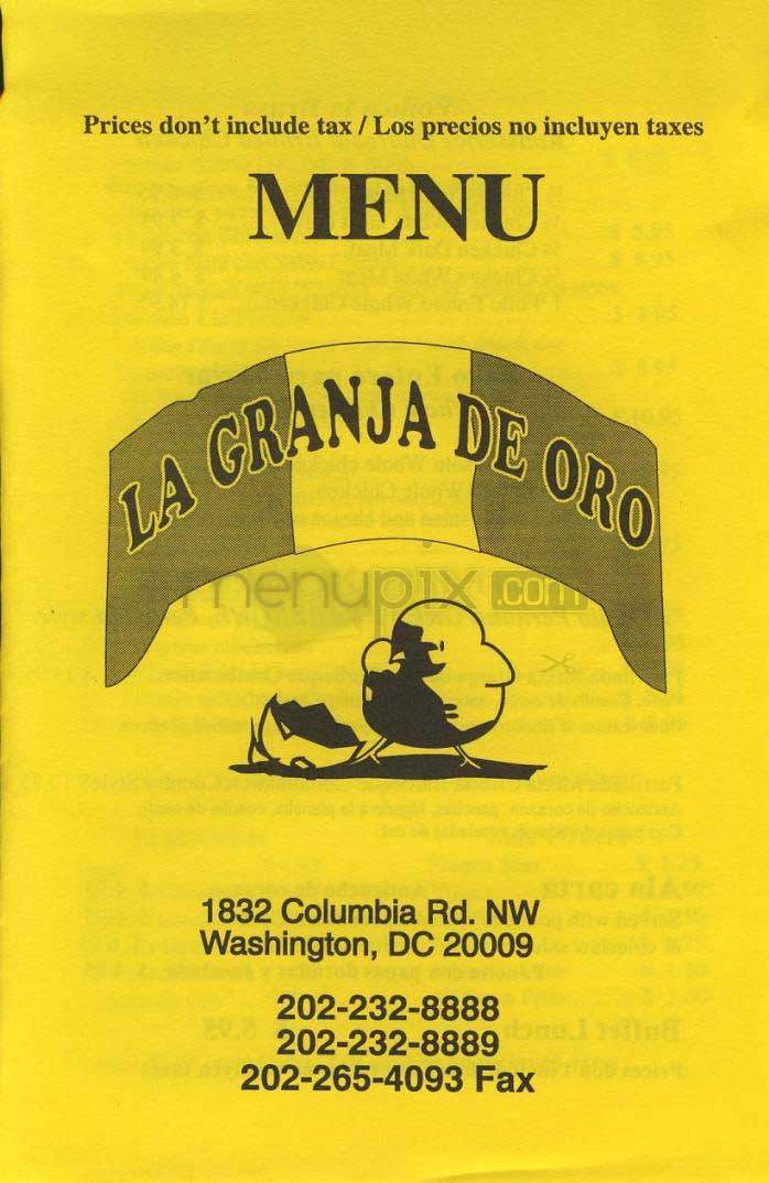 La Granja De Oro - Washington, DC menu_pic