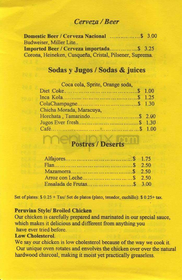 La Granja De Oro - Washington, DC menu_pic