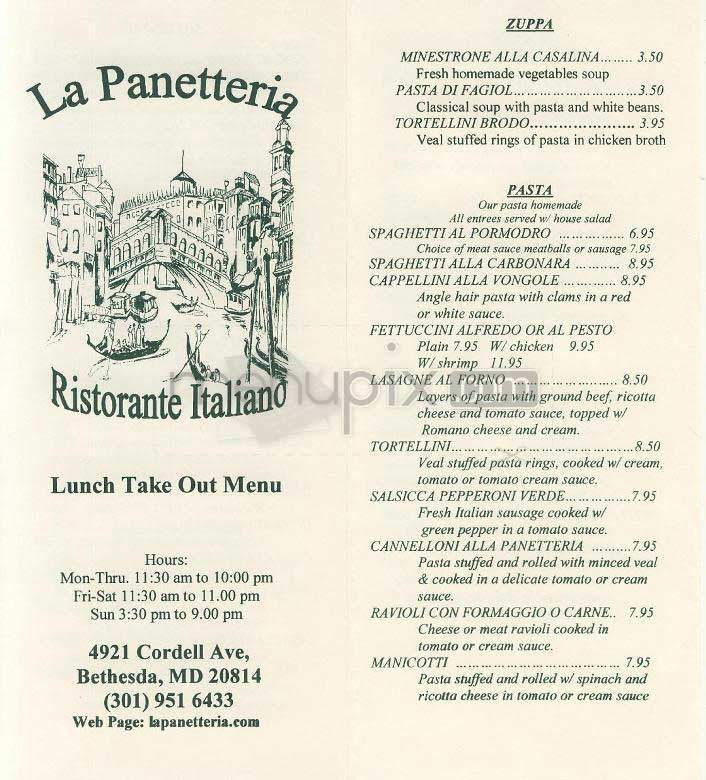 La Panetteria - Bethesda, MD menu_pic