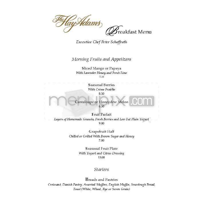 Lafayette - Washington, DC menu_pic