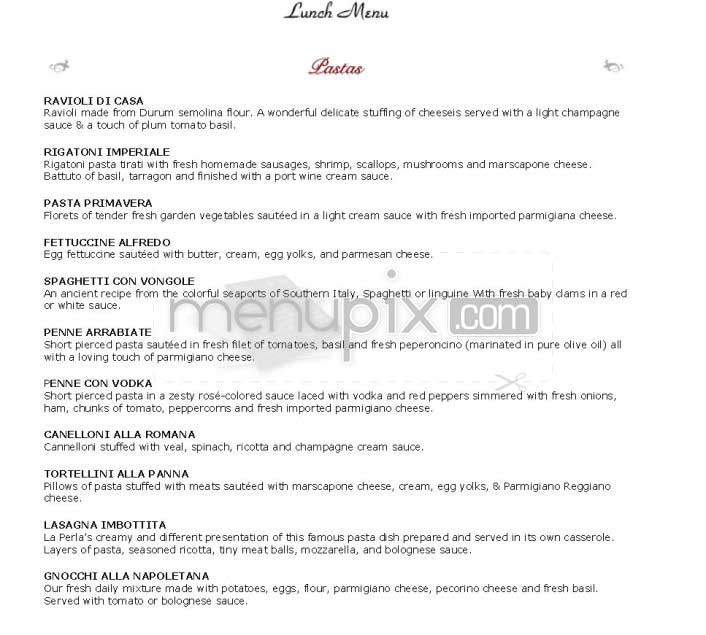 Ristorante La Perla - Washington, DC menu_pic
