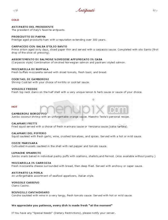 Ristorante La Perla - Washington, DC menu_pic