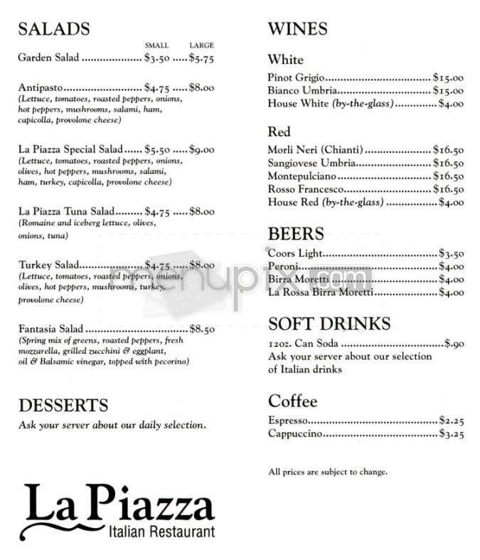 La Piazza - Alexandria, VA menu_pic