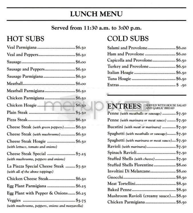 La Piazza - Alexandria, VA menu_pic