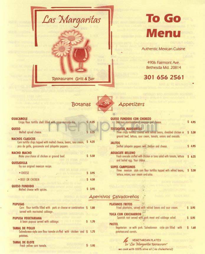 Las Margaritas - Bethesda, MD menu_pic