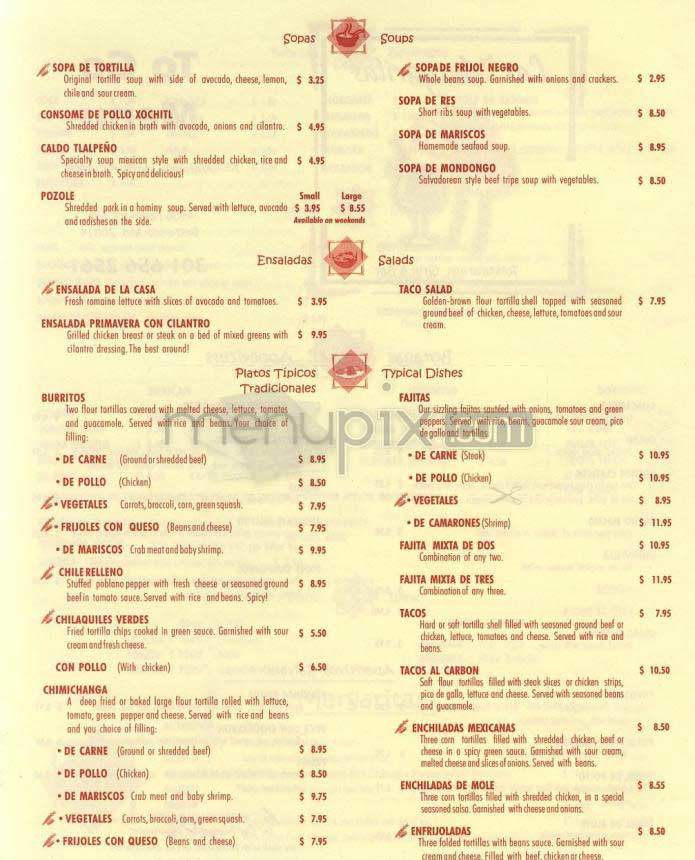 Las Margaritas - Bethesda, MD menu_pic
