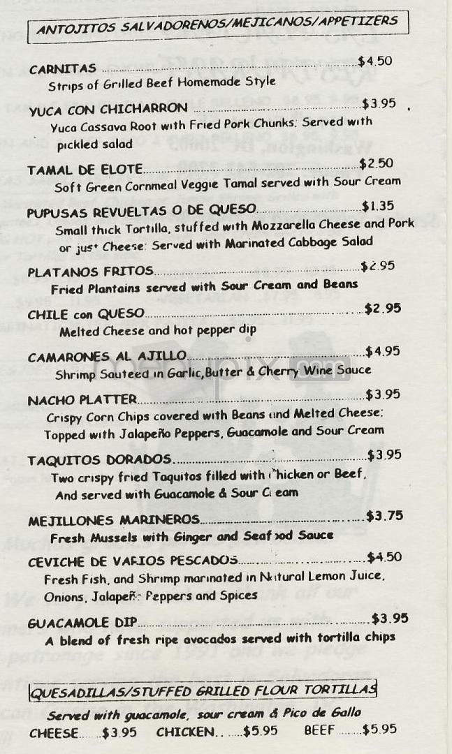 Las Placitas - Washington, DC menu_pic