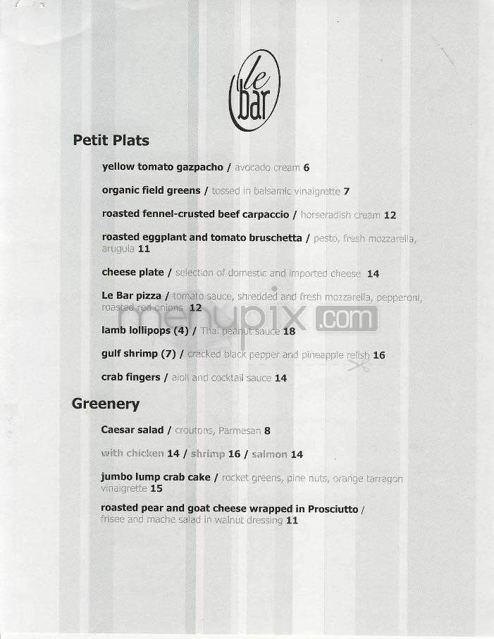 Le Bar (Sofitel) - Washington, DC menu_pic