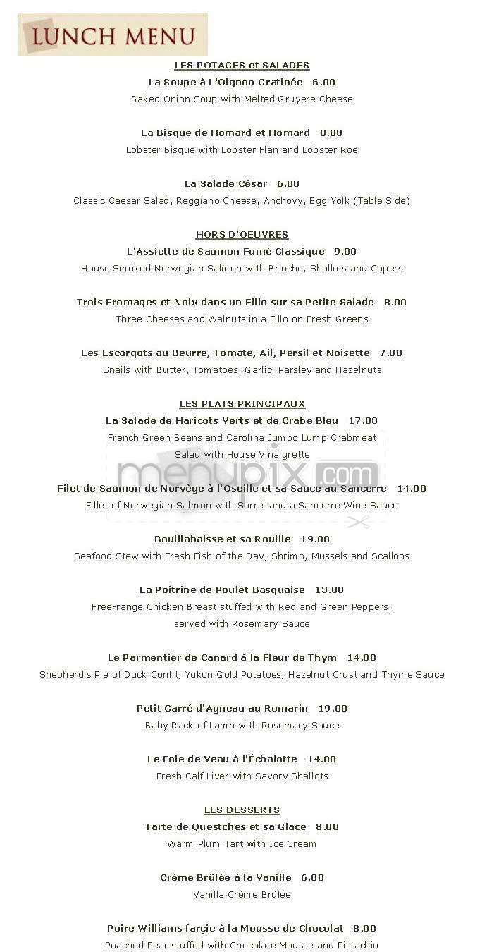 La Bergerie - Alexandria, VA menu_pic