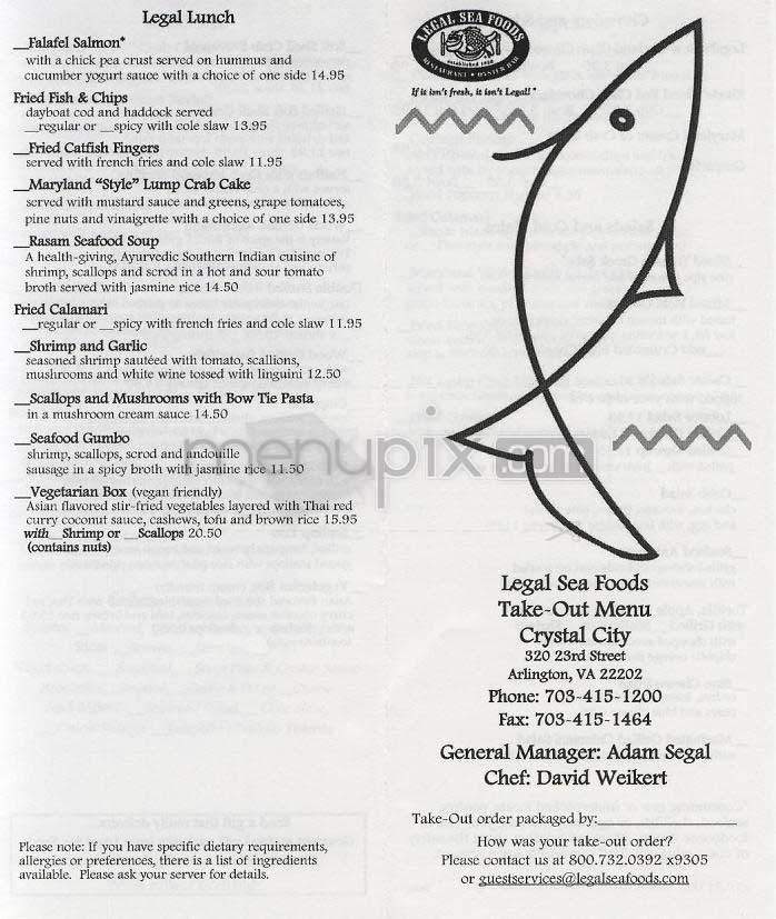 Legal Sea Foods - Arlington, VA menu_pic